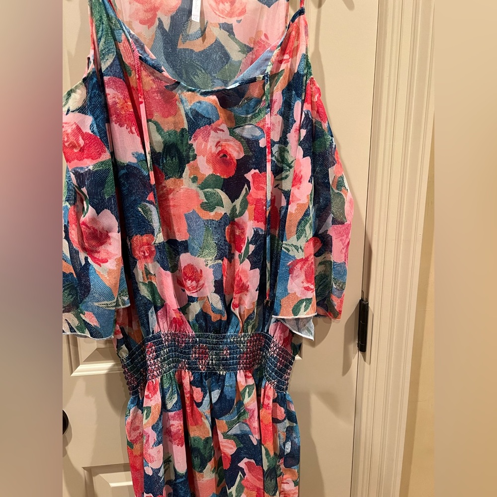 Vera Bradley, swim cover-up  Sheer, with cold shoulder